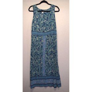 J. Jill Women's Petite Maxi Sundress Super Stretch Floral Tropical Blue/Green M